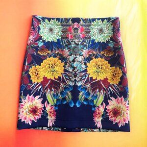 CLOVER CANYON Floral Scuba Mini Skirt Size XS